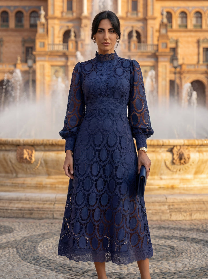 Maelle - Elegante Vestido De Encaje De Manga Larga