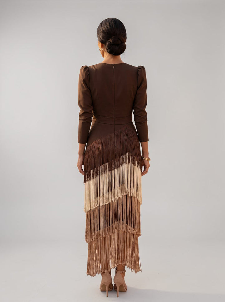 Rylanya - Elegante Vestido Con Flecos