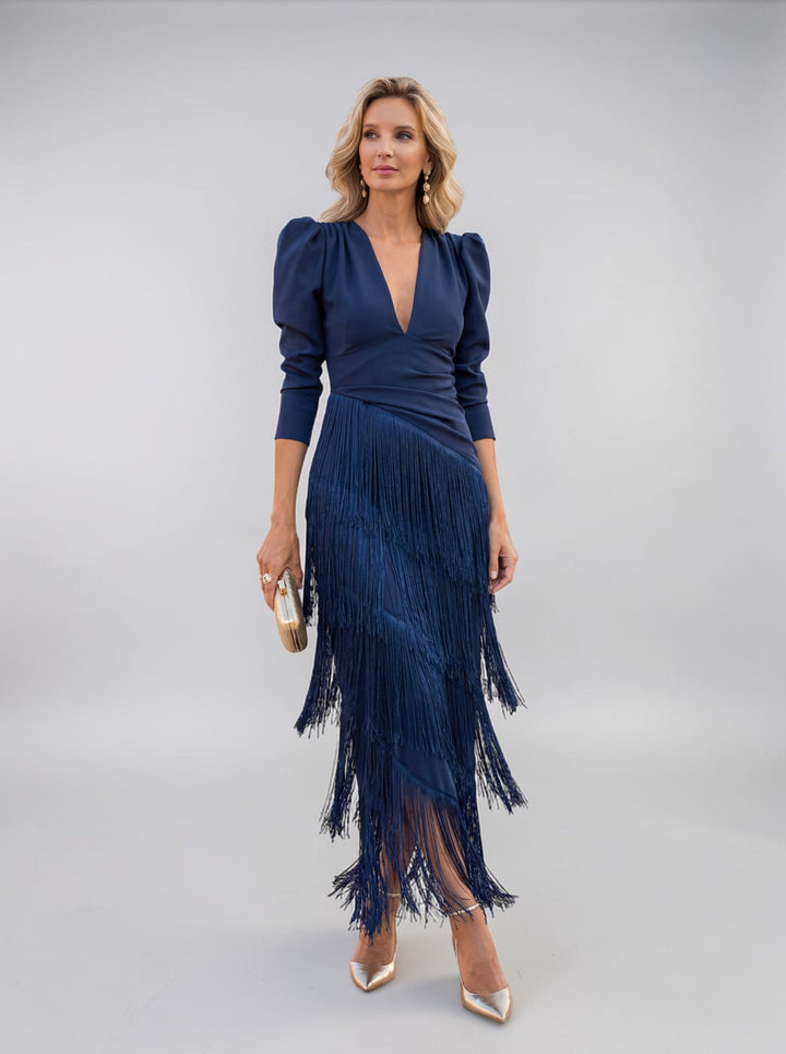 Rylanya - Elegante Vestido Con Flecos