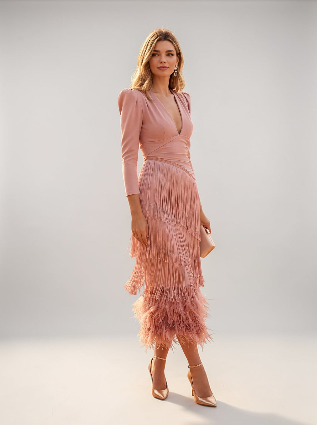 Rylanya - Elegante Vestido Con Flecos