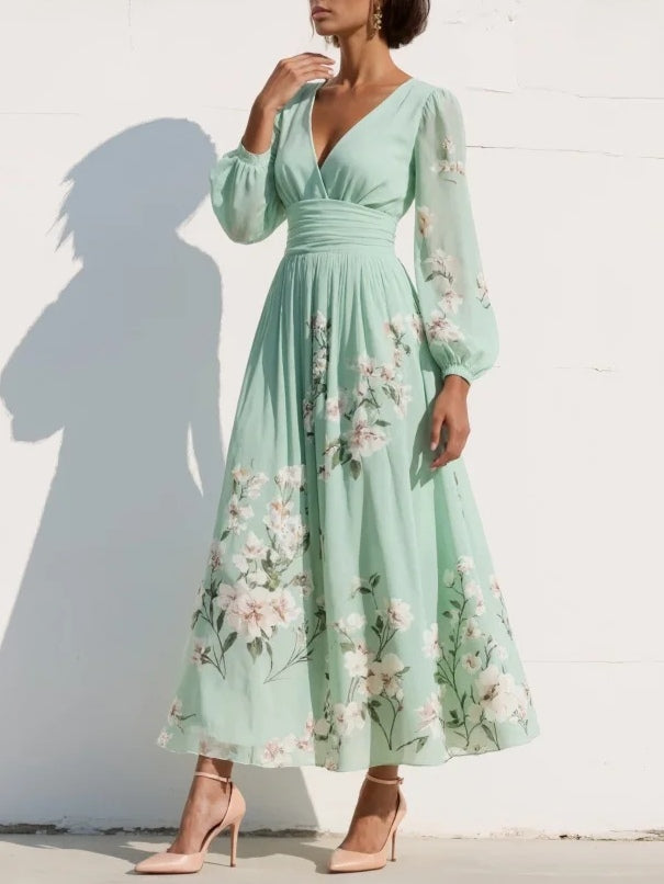Evalyn - Vestido Largo Plisado de Gasa