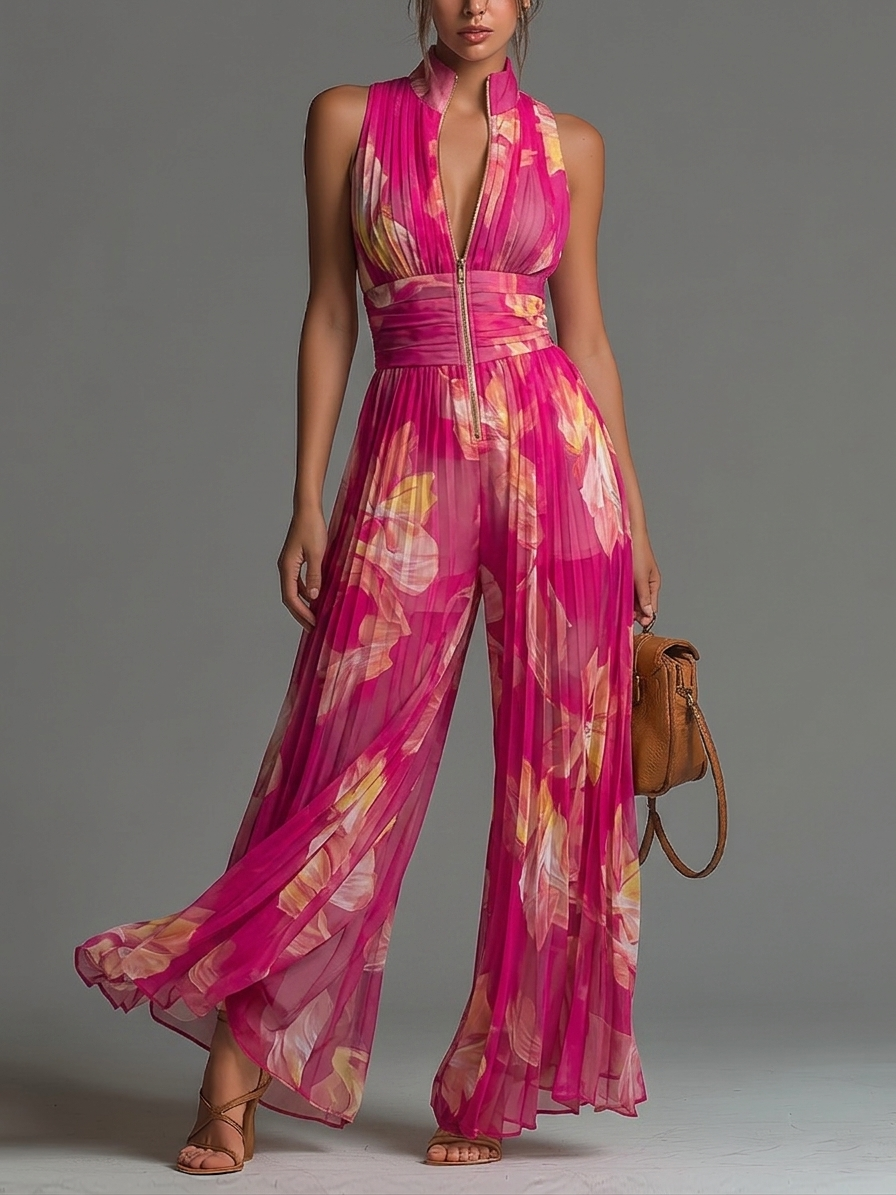 Sandria - Mono Con Cremallera y Estampado Floral