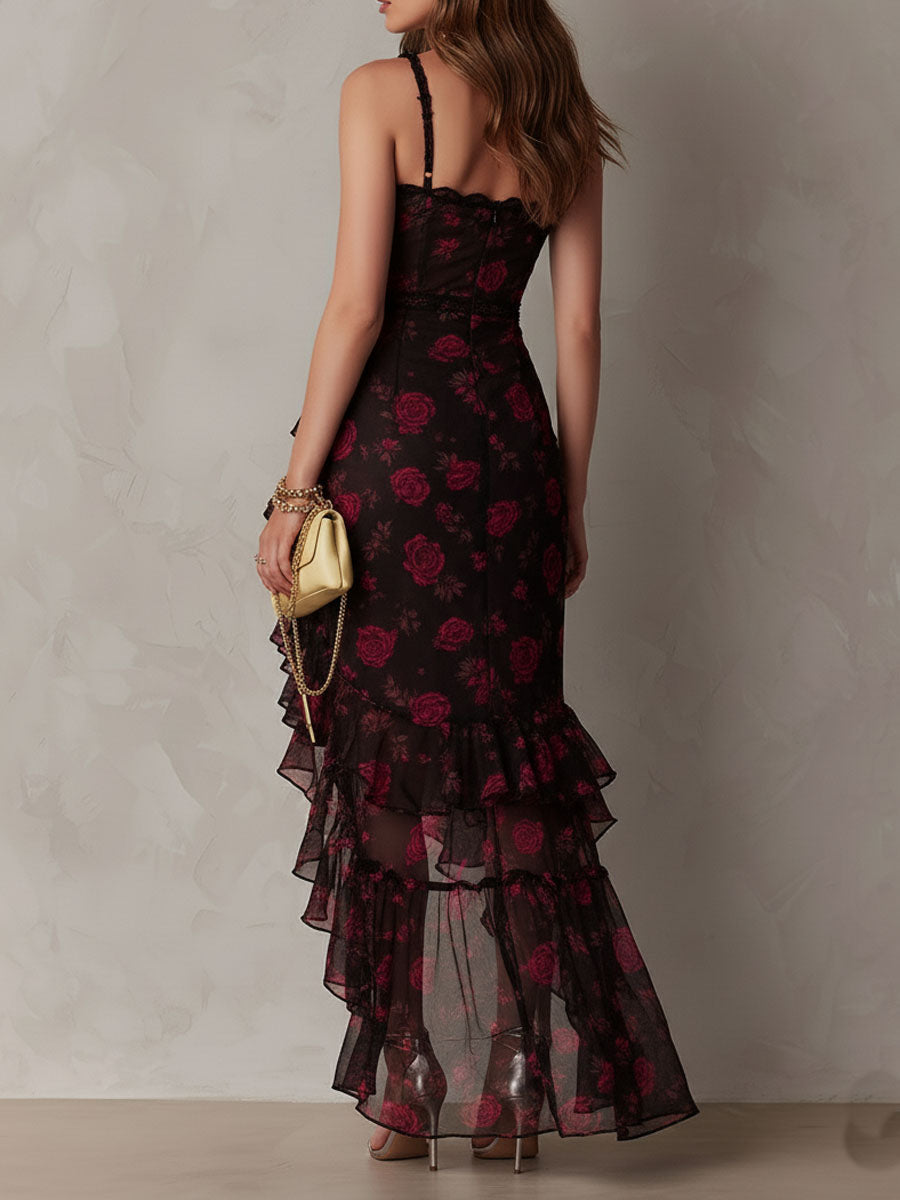 Deyna - Elegante Vestido Floral Con Bajo Fruncido