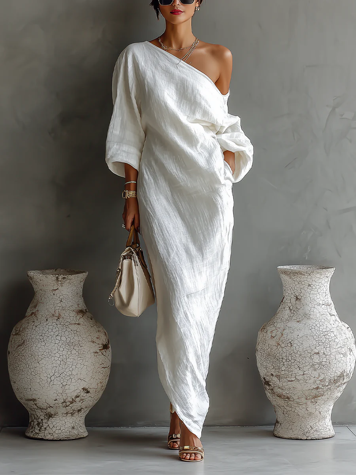 Zihara - Elegante Vestido Asimétrico Con Caída