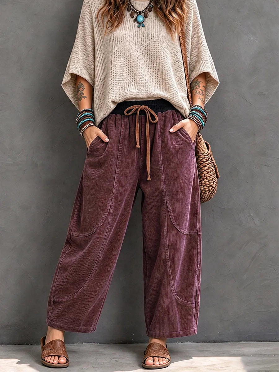 Lenka - Pantalones Informales De Pana Con Cintura Elástica