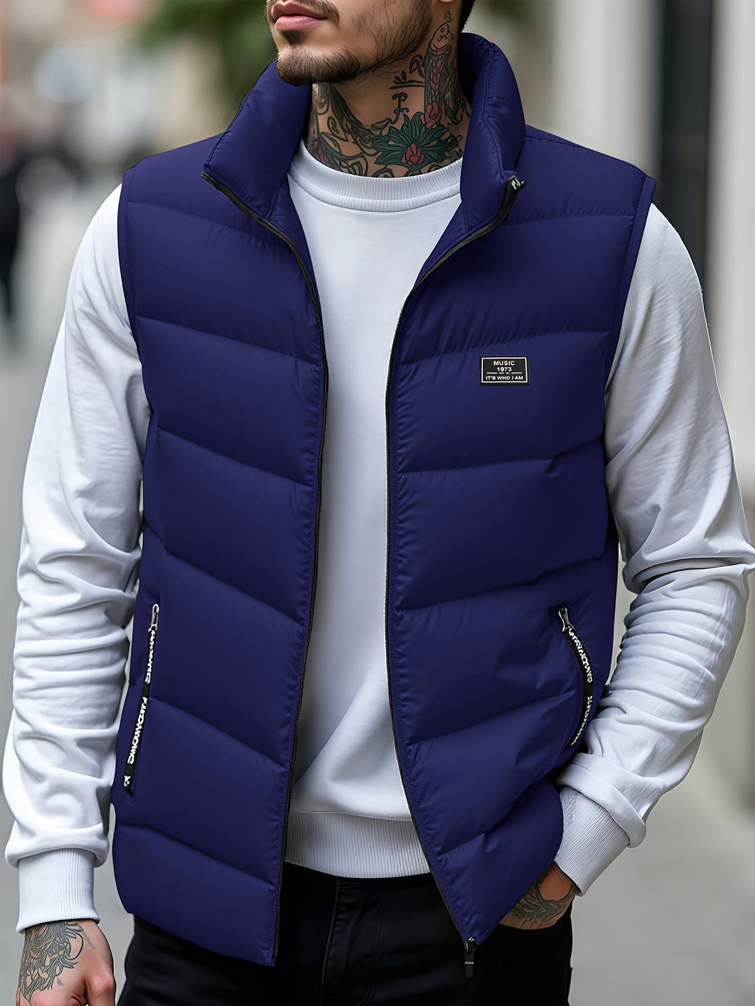Aloyis - Chaleco Acolchado Con Cuello Alto Y Bolsillos Con Cremallera