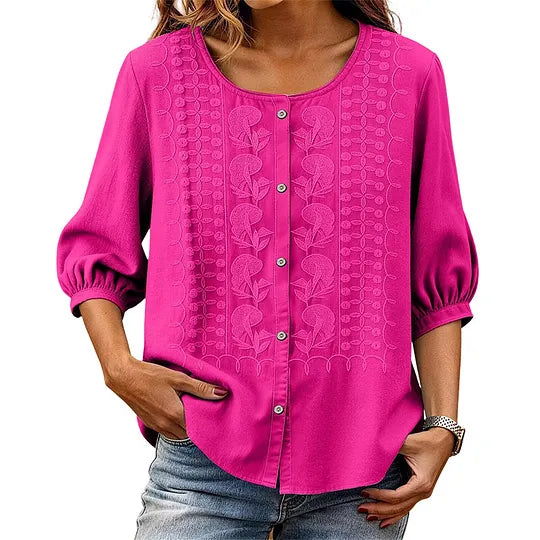 Andreza - Blusa De Algodón Con Botones