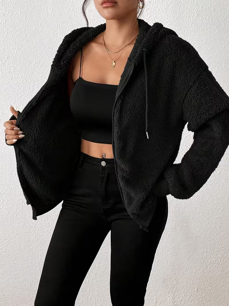 Keriana - Chaqueta Informal Con Capucha, Cálida Y Peluda