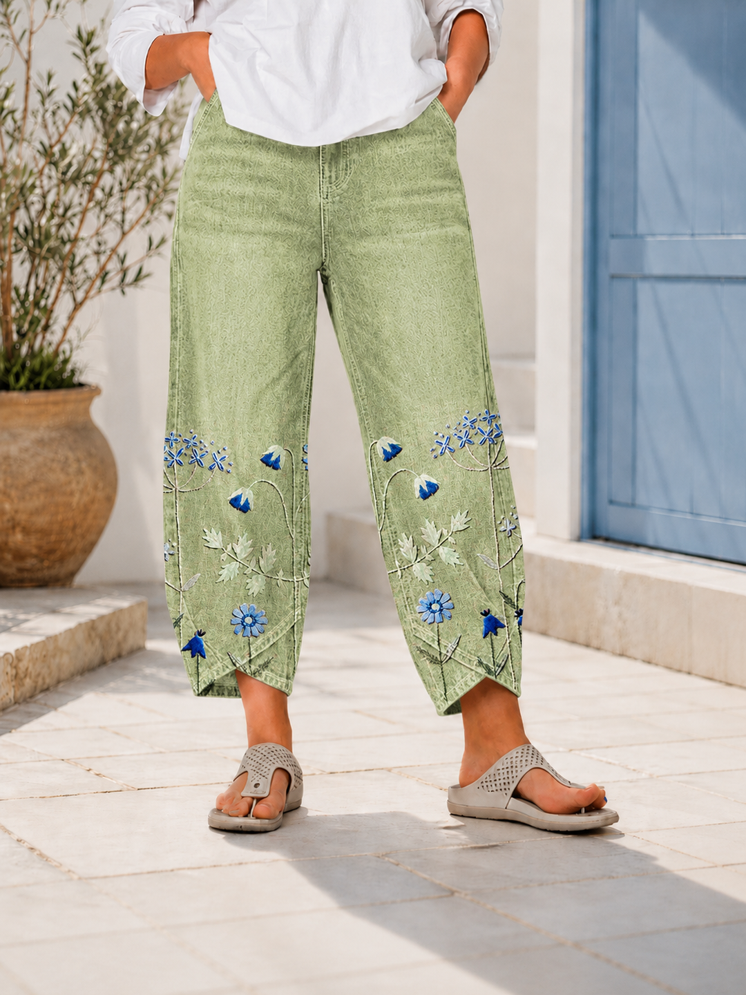 Selcen - Pantalones Informales Bordados