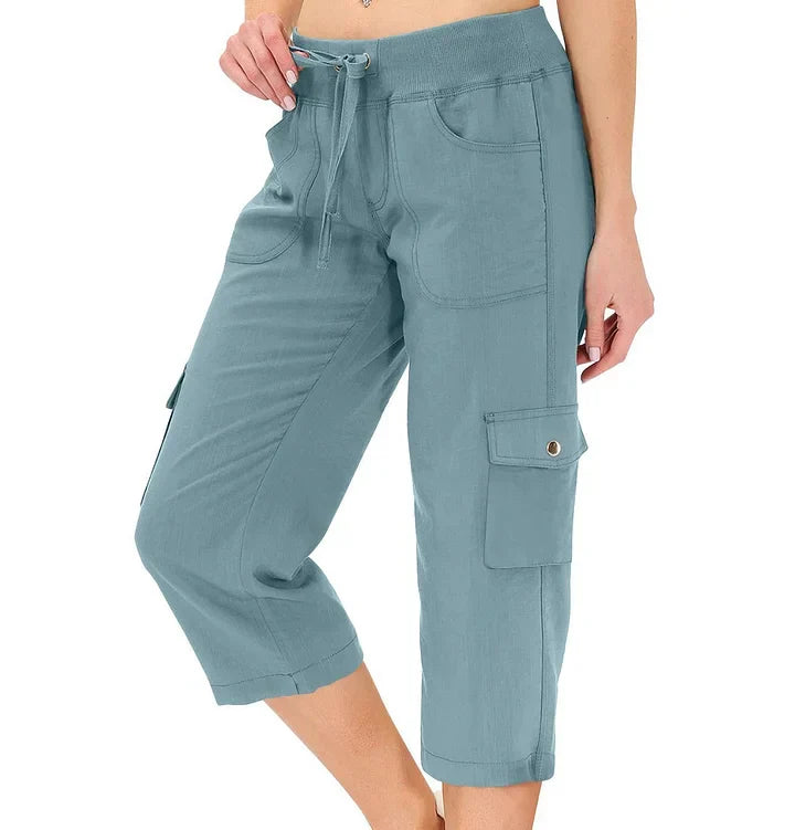 Mileni - Pantalón Capri Cómodo De Cintura Alta Con Prácticos Bolsillos