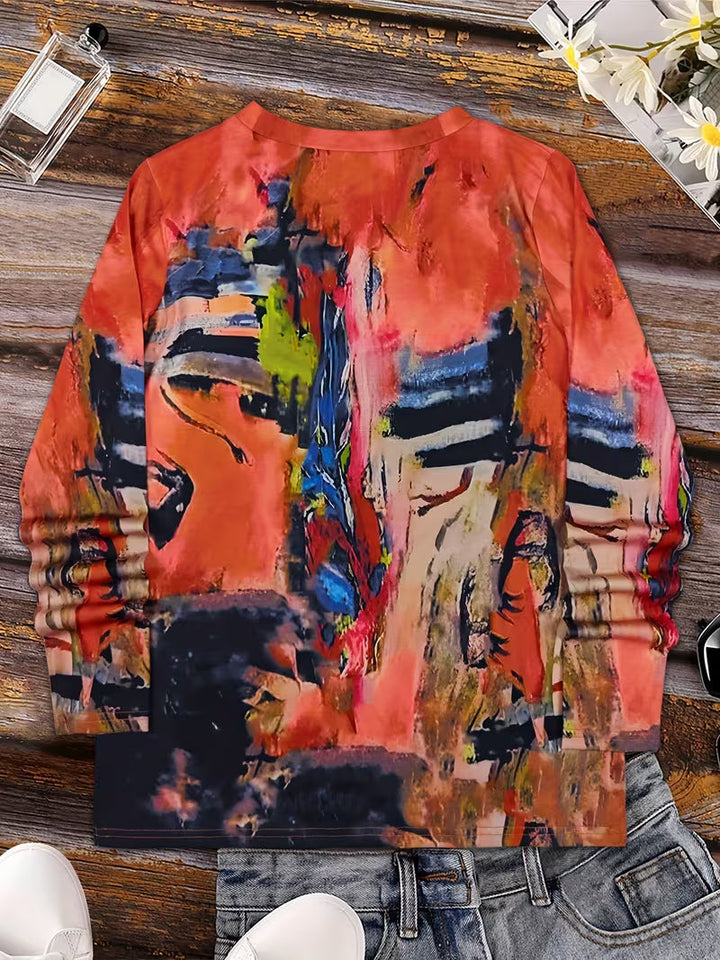 Jibona - Camiseta De Manga Larga Con Estampado Abstracto