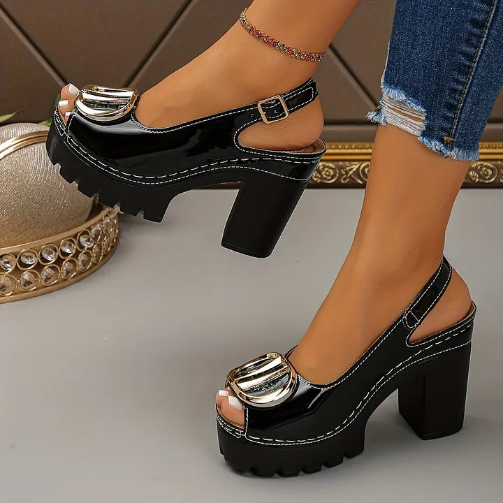 Megyn - Zapatos de Salón Con Hebilla Metálica de Estilo Vintage