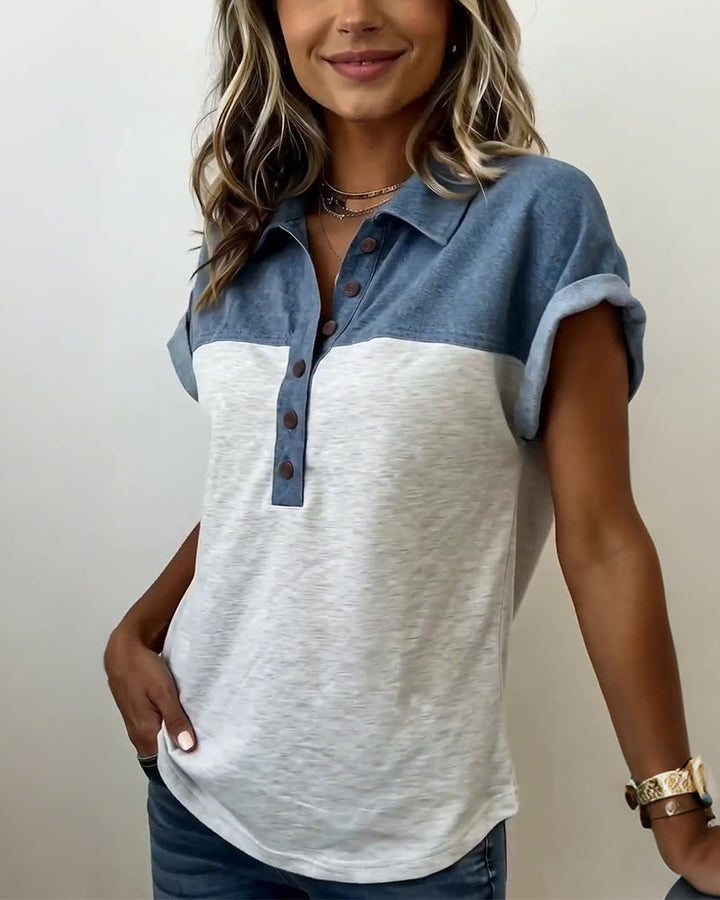 Myleena - Camiseta De Patchwork Con Cuello Vuelto