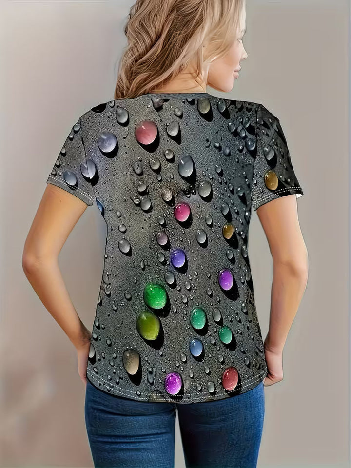 Ishadini - Camiseta Informal de Manga Corta y Cuello Redondo