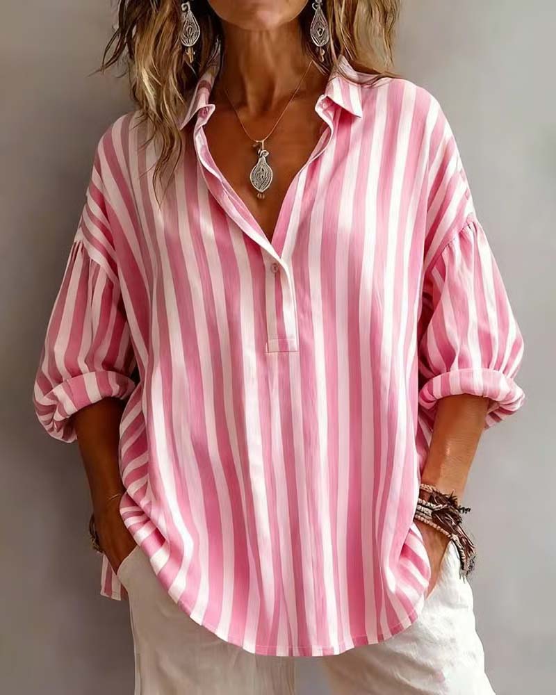Jessy - Blusa holgada a rayas con cuello