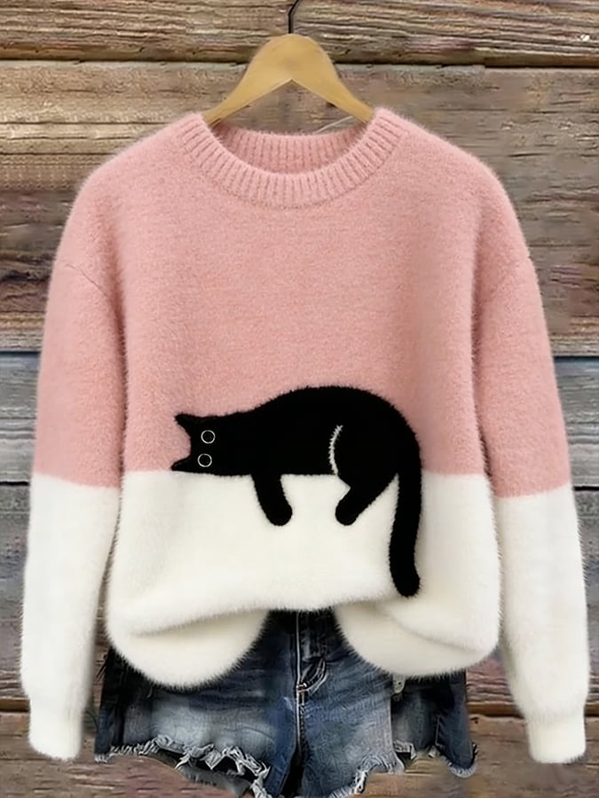 Aiste - Jersey Informal Con Estampado de Gato