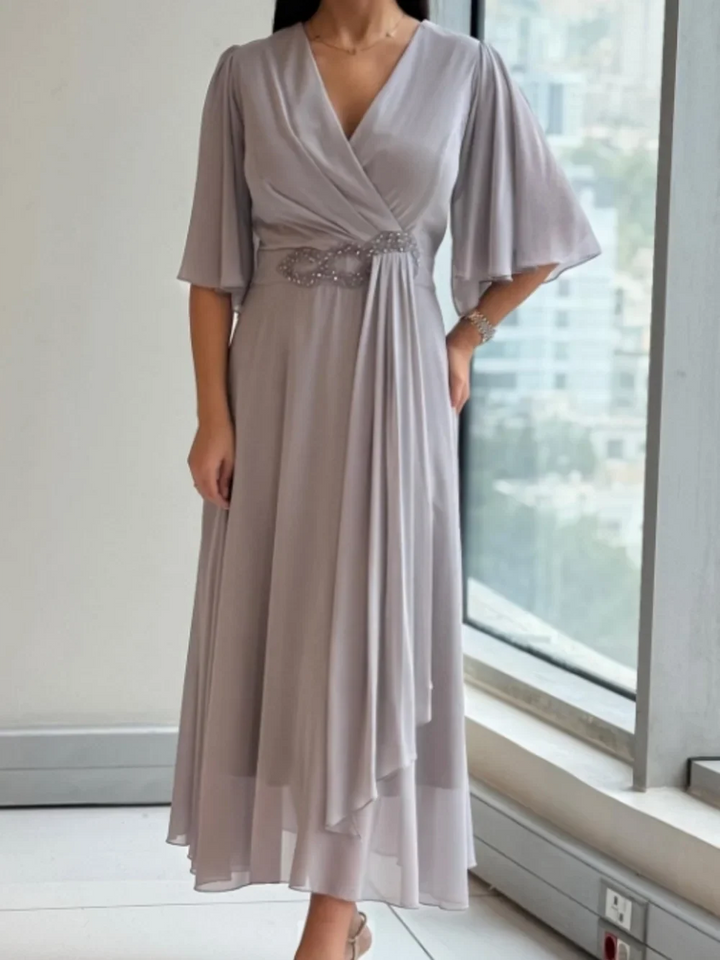 Ezina - Elegante Vestido Largo De Gasa