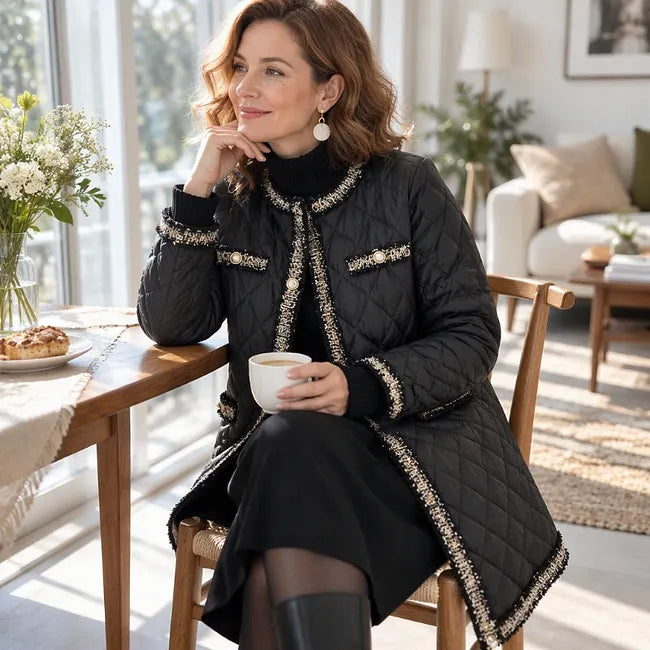 Caren - Elegante Chaqueta De Cuello Redondo