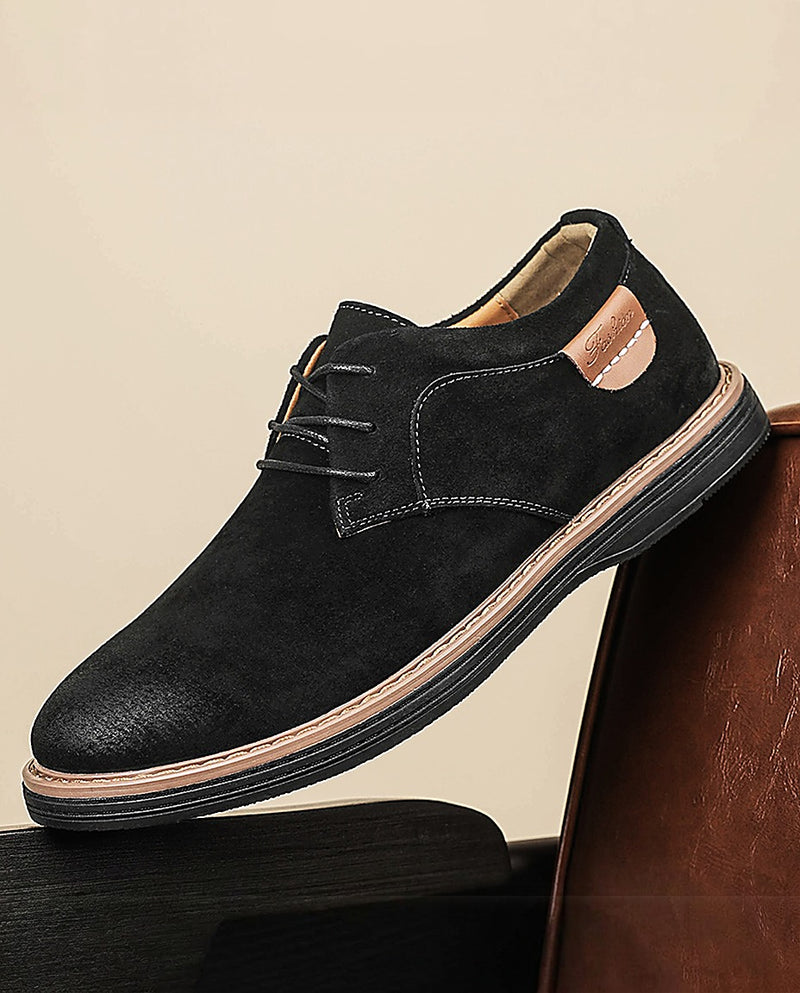 Erling - Zapatos De Ante Con Cordones Y Costuras en Contraste