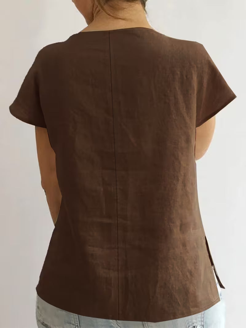 Wiliena - Camiseta De Manga Corta Con Cuello Anudado