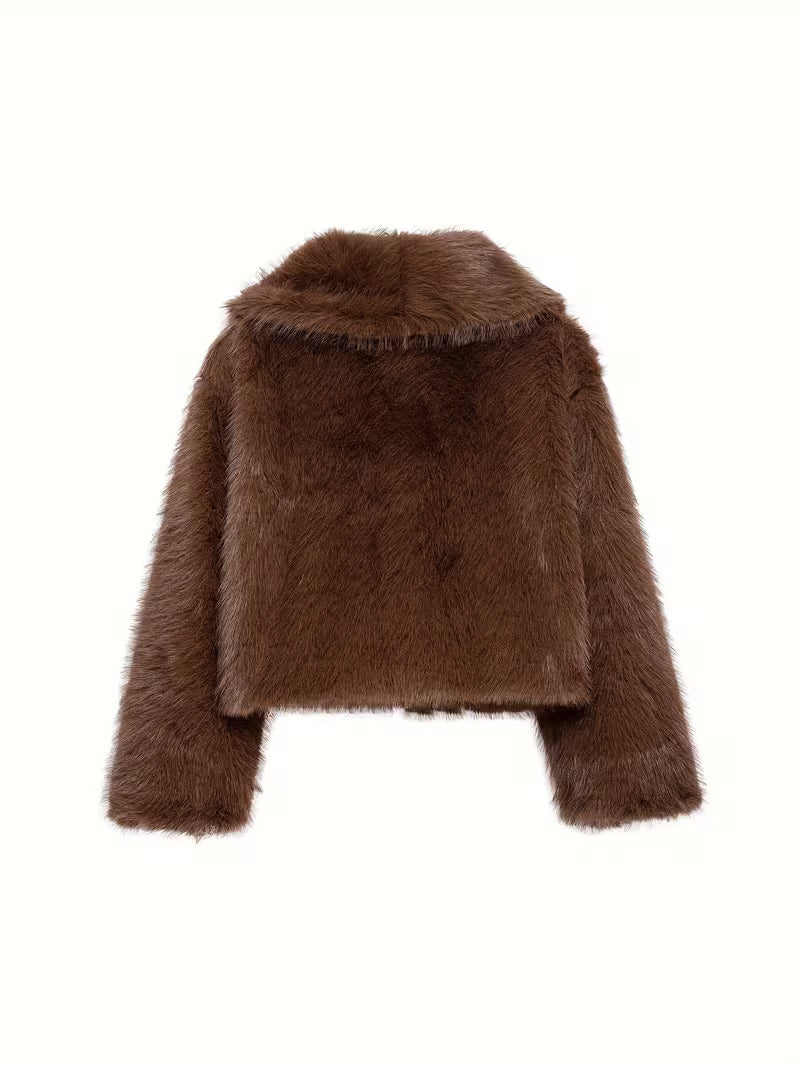 Jorida - Chaqueta Corta Oversize De Pelo Sintético Con Solapas