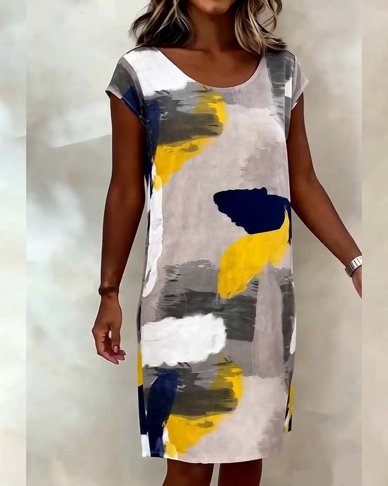Addie - Vestido de Cuello Redondo con Estampado Tie-dye