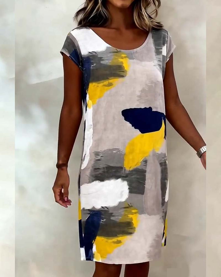 Addie - Vestido de Cuello Redondo con Estampado Tie-dye