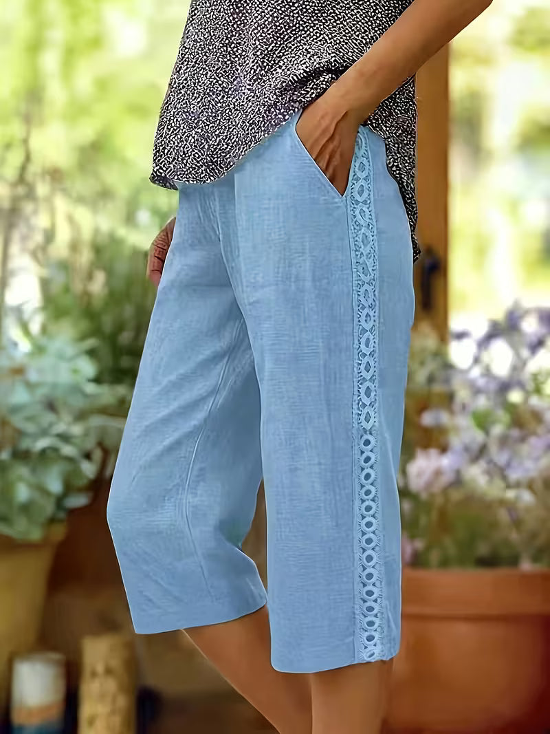 Arnisa - Pantalones Cómodos De Verano Con Bolsillos Laterales De Encaje