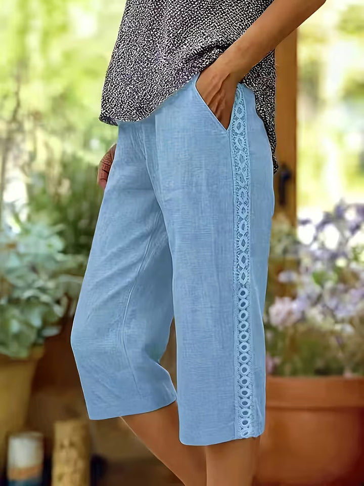 Arnisa - Pantalones Cómodos De Verano Con Bolsillos Laterales De Encaje