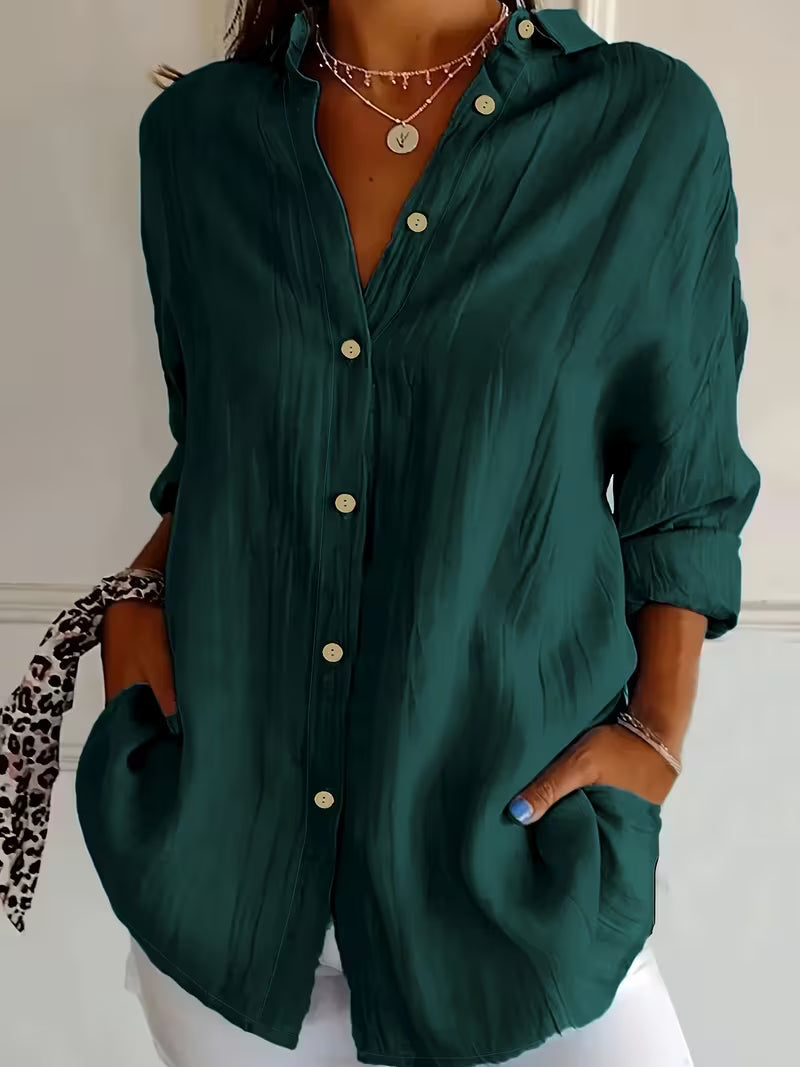 Soella - Camisa De Manga Larga Con Cuello Y Botones