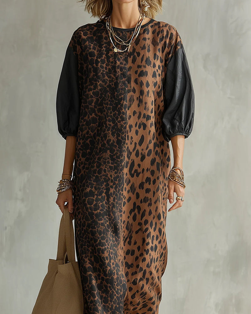 Jimina - Vestido Con Estampado De Leopardo Y Mangas Abullonadas