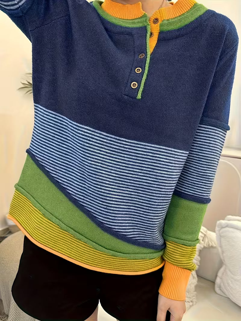 Lokina - Jersey De Punto a Rayas Con Bloques De Color