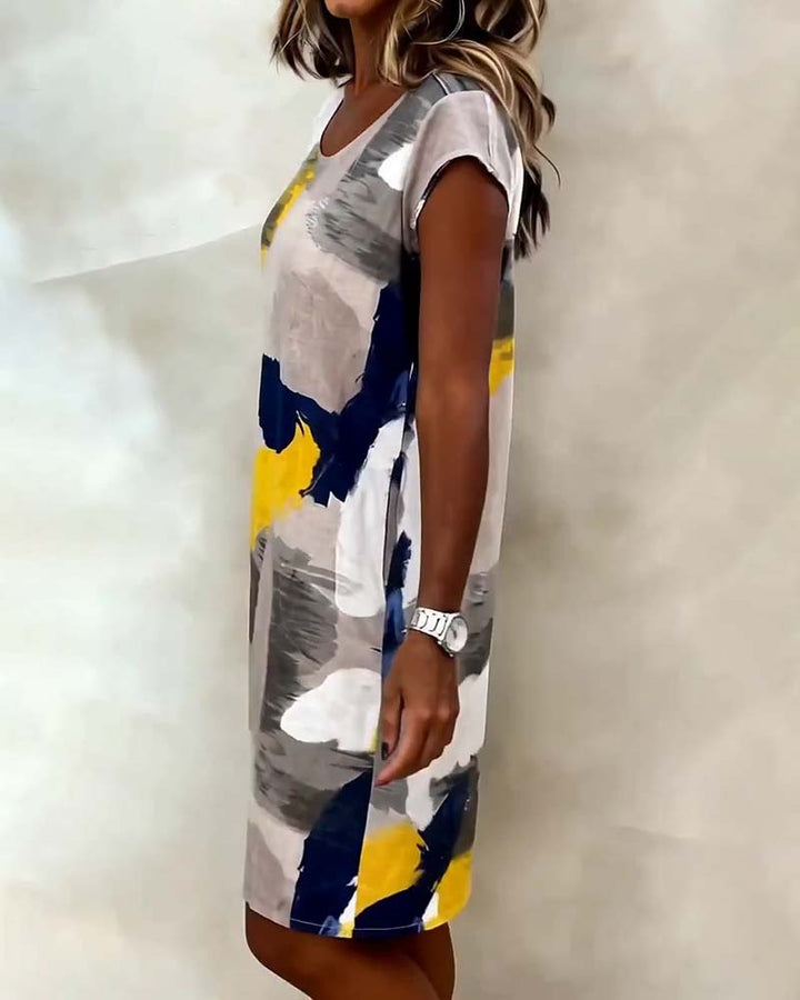 Addie - Vestido de Cuello Redondo con Estampado Tie-dye