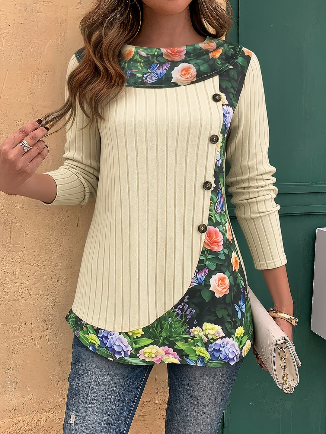 Lizeth - Camiseta De Manga Larga Y Cuello Redondo