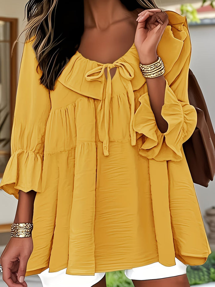 Garbine - Blusa Elegante Con Cuello De Volantes
