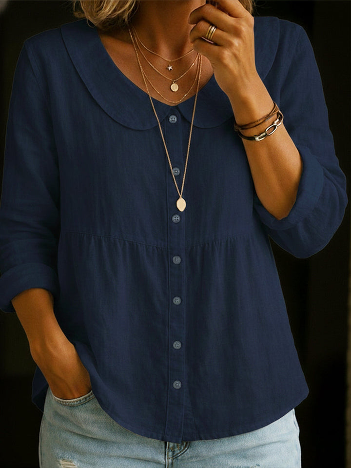 Neveni - Blusa de Manga Larga Con Botones