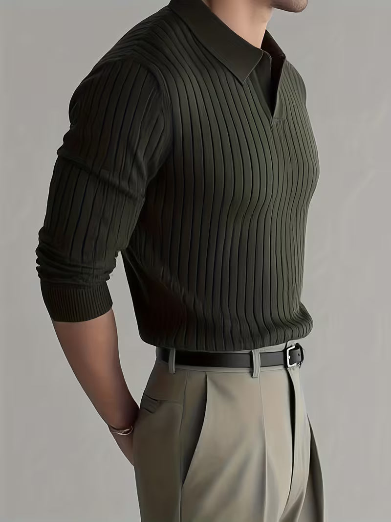 Kaeran - Elegante Jersey Polo De Punto Acanalado