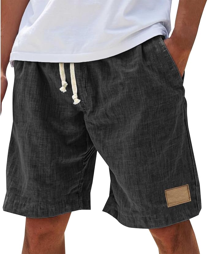 Alonz - Pantalones Cortos De Lino Con Cintura Elástica