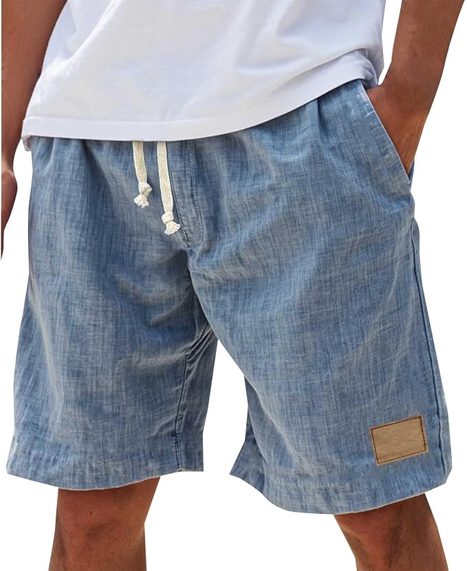 Alonz - Pantalones Cortos De Lino Con Cintura Elástica