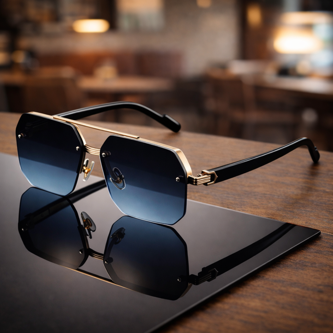 NoirEdge - Gafas De Sol Clásicas De Media Montura
