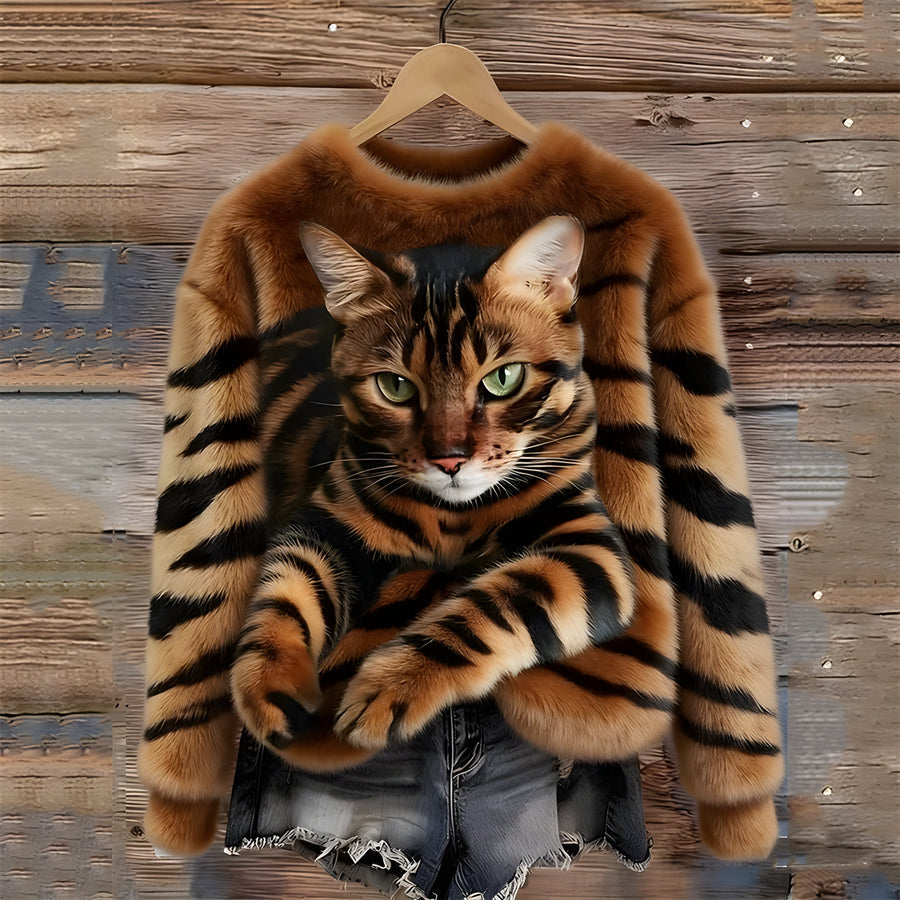 Zohara - Jersey De Pelo Sintético Con Estampado De Gatos