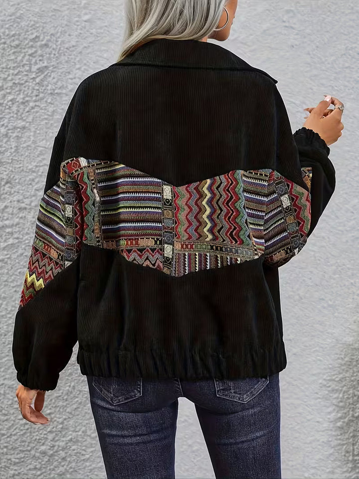 Denyque - Chaqueta Con Patchwork Geométrico Multicolor y Solapas