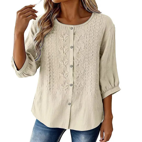Andreza - Blusa De Algodón Con Botones