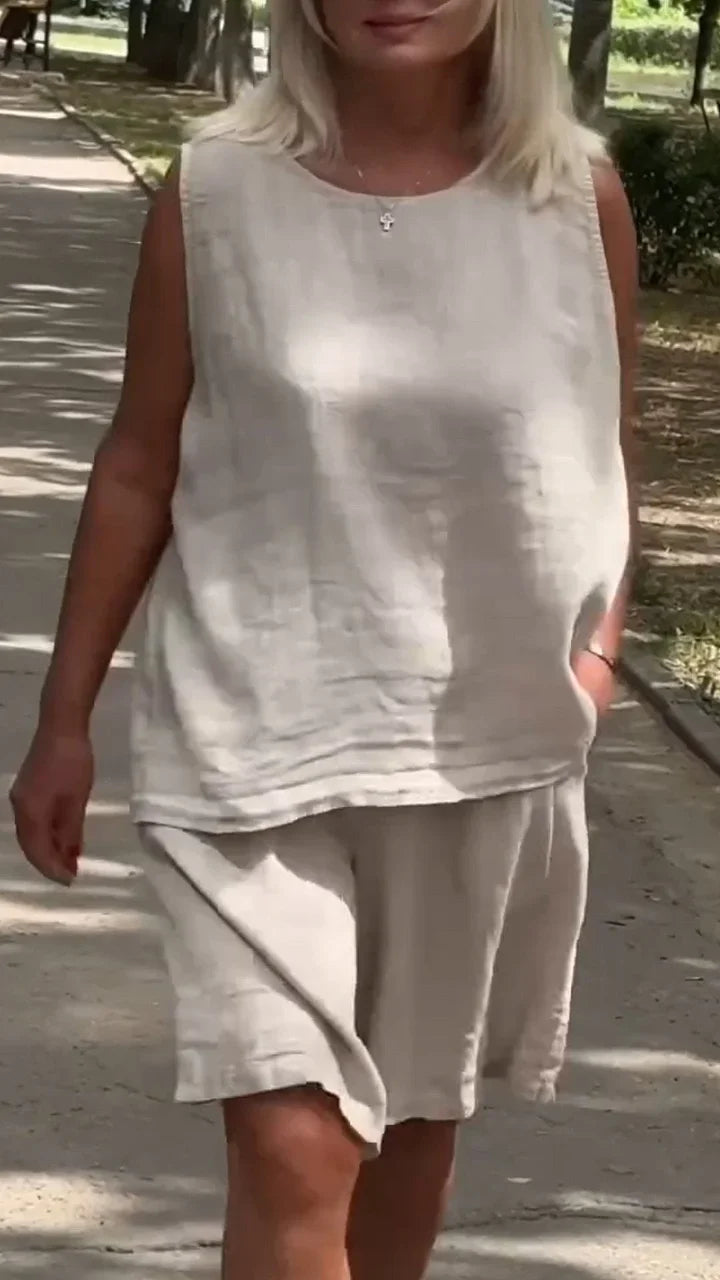 Jileana - Blusa Sin Mangas Transpirable y Pantalones Cortos Holgados