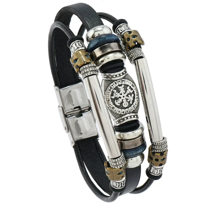 NorBrac - Pulsera De Cuero Vintage De Estilo Vikingo