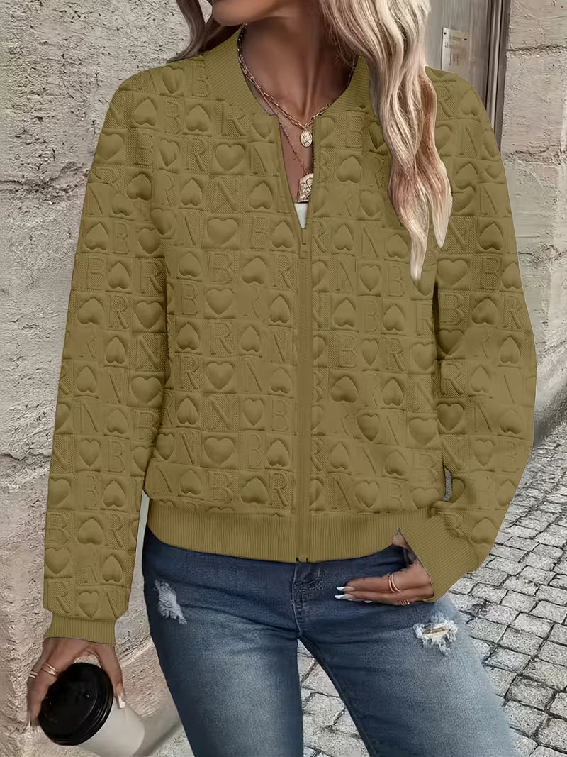 Lojina - Chaqueta Con Cremallera Y Diseño De Corazones en Relieve