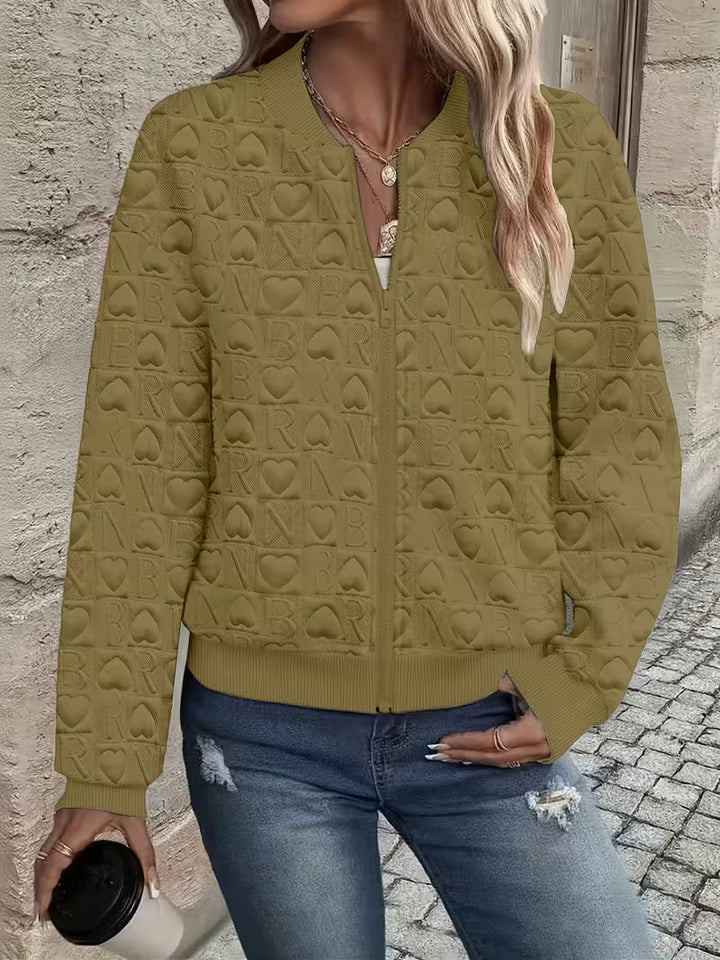 Lojina - Chaqueta Con Cremallera Y Diseño De Corazones en Relieve