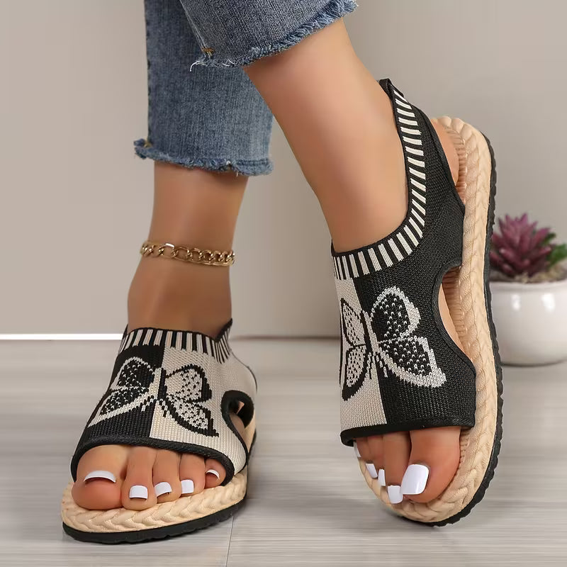 khulood - Cómodas Sandalias Planas Con Estampado De Mariposas