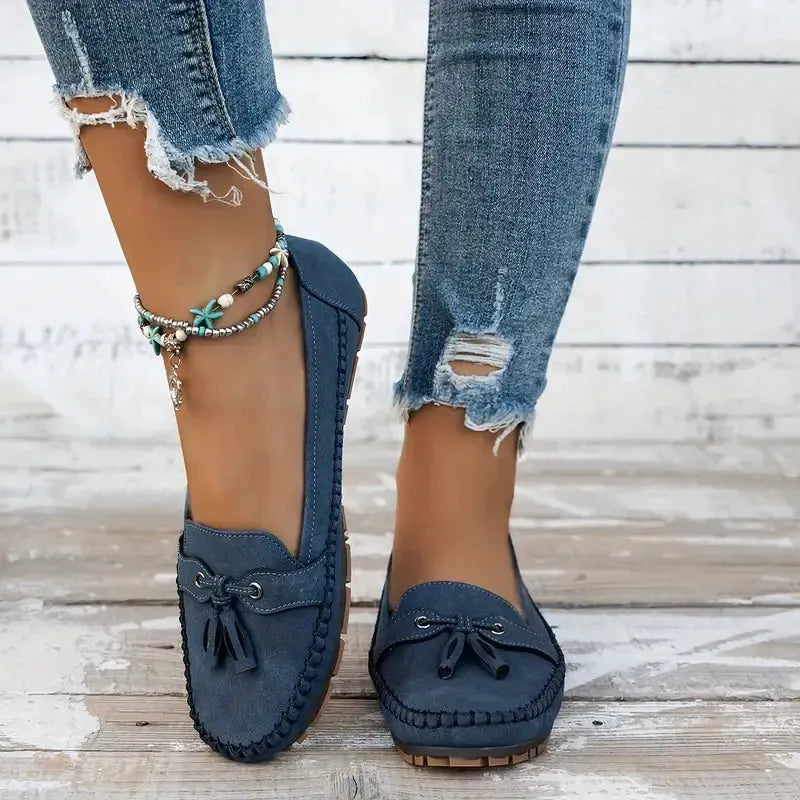 Patamon - Mocasines Cómodos Con Suaves Lazos De Estilo Vintage