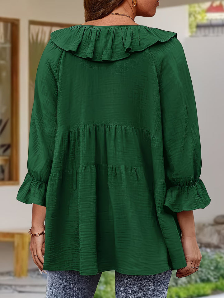 Garbine - Blusa Elegante Con Cuello De Volantes